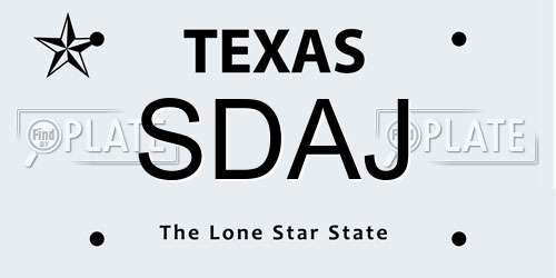 SDAJ Texas License Plate