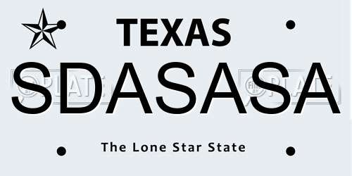 SDASASA Texas License Plate