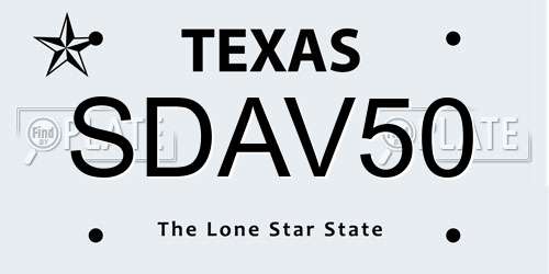 SDAV50 Texas License Plate