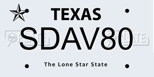 SDAV80 Texas License Plate
