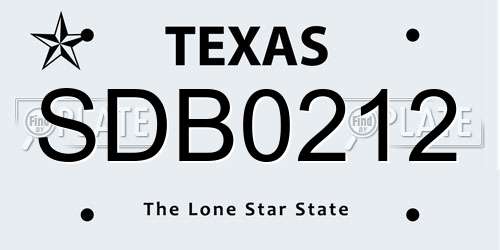 SDB0212 Texas License Plate
