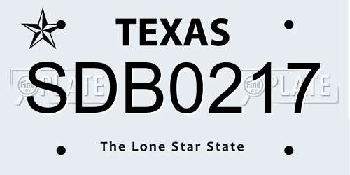 SDB0217 Texas License Plate