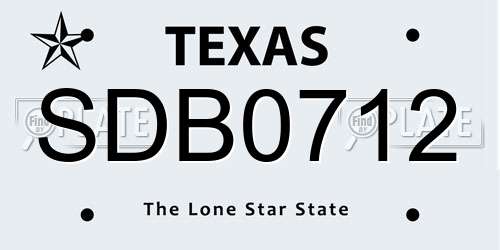 SDB0712 Texas License Plate