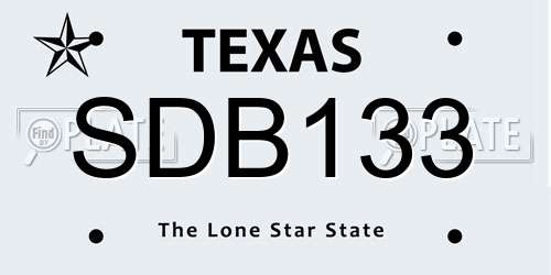 SDB133 Texas License Plate