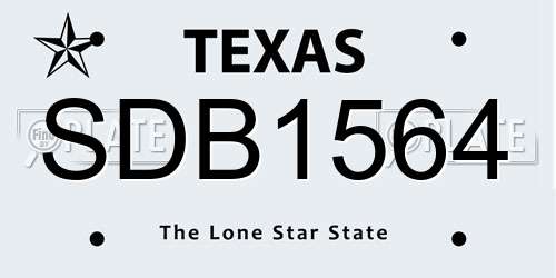 SDB1564 Texas License Plate