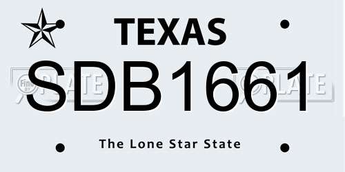 SDB1661 Texas License Plate