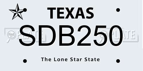 SDB250 Texas License Plate