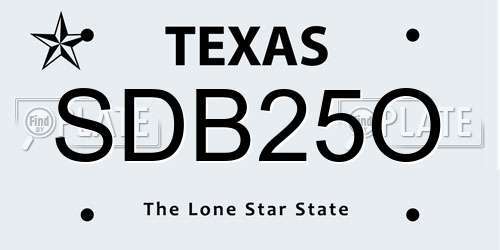 SDB25O Texas License Plate