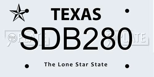 SDB280 Texas License Plate