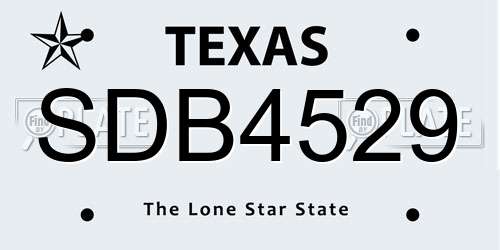 SDB4529 Texas License Plate