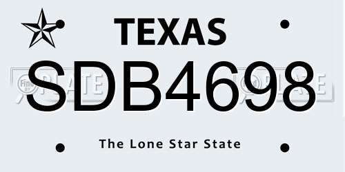 SDB4698 Texas License Plate