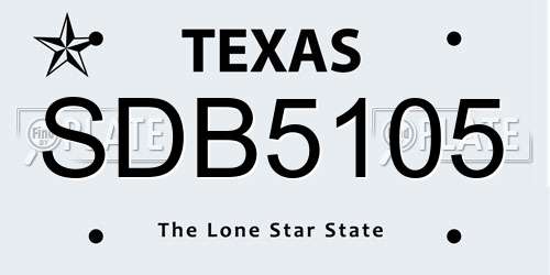 SDB5105 Texas License Plate