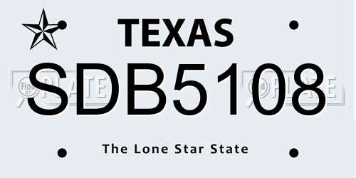 SDB5108 Texas License Plate