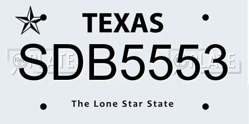 SDB5553 Texas License Plate