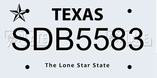 SDB5583 Texas License Plate