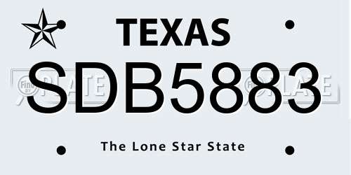 SDB5883 Texas License Plate