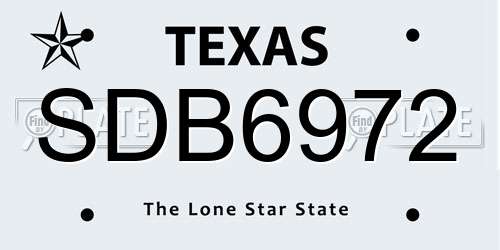 SDB6972 Texas License Plate