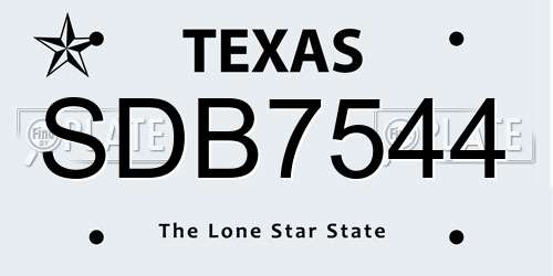 SDB7544 Texas License Plate