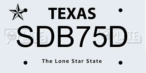 SDB75D Texas License Plate