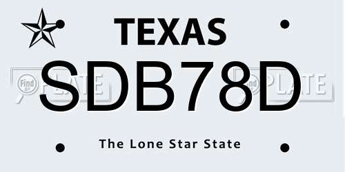 SDB78D Texas License Plate