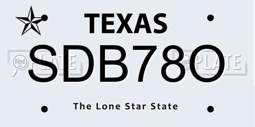 SDB78O Texas License Plate