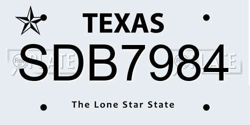 SDB7984 Texas License Plate