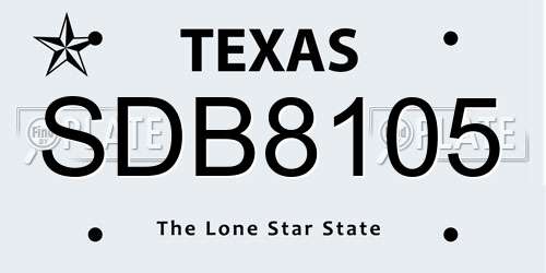 SDB8105 Texas License Plate