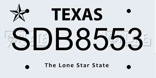 SDB8553 Texas License Plate