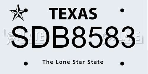 SDB8583 Texas License Plate