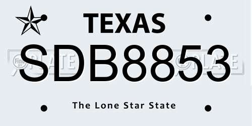 SDB8853 Texas License Plate