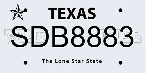 SDB8883 Texas License Plate