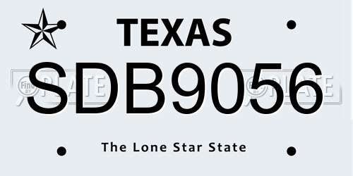 SDB9056 Texas License Plate