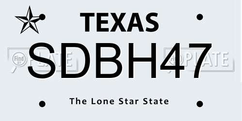 SDBH47 Texas License Plate