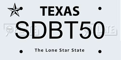 SDBT50 Texas License Plate