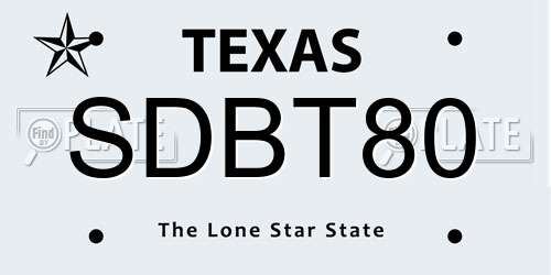 SDBT80 Texas License Plate