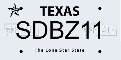SDBZ11 Texas License Plate
