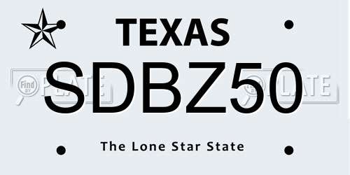 SDBZ50 Texas License Plate