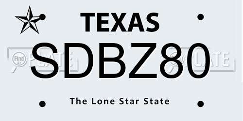 SDBZ80 Texas License Plate