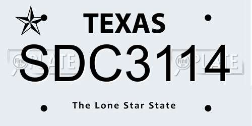 SDC3114 Texas License Plate