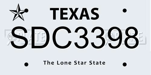 SDC3398 Texas License Plate