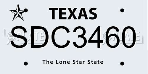 SDC3460 Texas License Plate