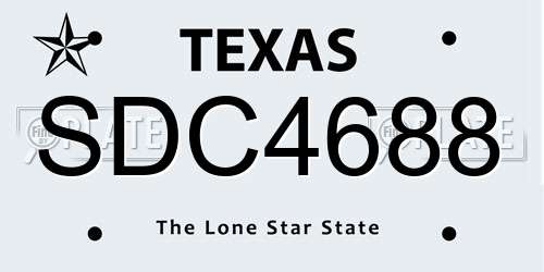 SDC4688 Texas License Plate