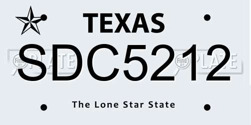 SDC5212 Texas License Plate