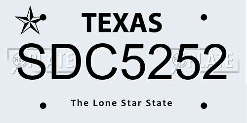 SDC5252 Texas License Plate