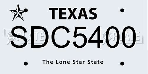 SDC5400 Texas License Plate