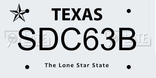 SDC63B Texas License Plate