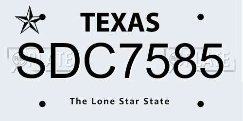 SDC7585 Texas License Plate