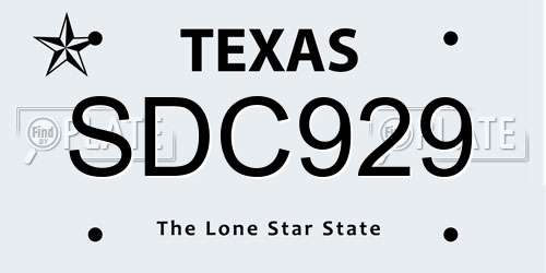 SDC929 Texas License Plate