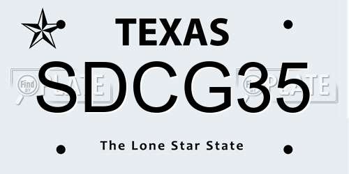 SDCG35 Texas License Plate