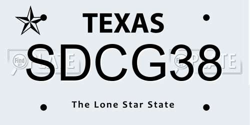 SDCG38 Texas License Plate